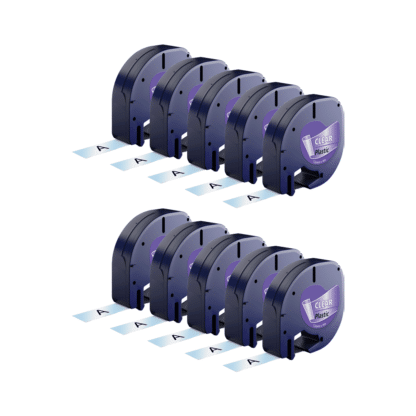 Rabat! - 10 stk Kompatibel Dymo 12267 sort på klar plastiktape 12 mm x 4 m - S0721530