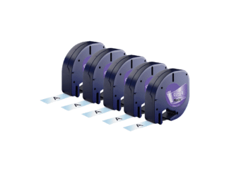Rabat! - 5 stk Kompatibel Dymo 12267 sort på klar plastiktape 12 mm x 4 m - S0721530