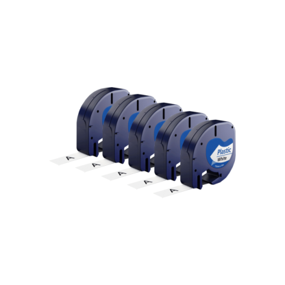 Rabat! - 5 stk Kompatibel Dymo 91201 / 91221 sort på hvid plastiktape 12 mm x 4 m - S0721660