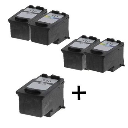 Rabat! - Kompatibel Canon PG-510 / CL-511 3 x Sort 2 x Farve blækpatron 45 ml 2-PG-510